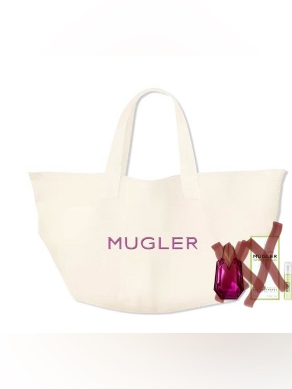 Thierry Mugler Cream Canvas Tote - doesn’t come with two fragrances
